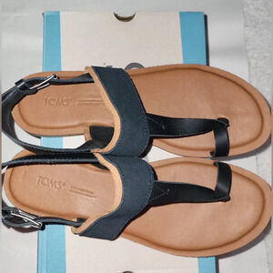 TOMS Bree Black Brown Leather Sandals Size‎ 8.5